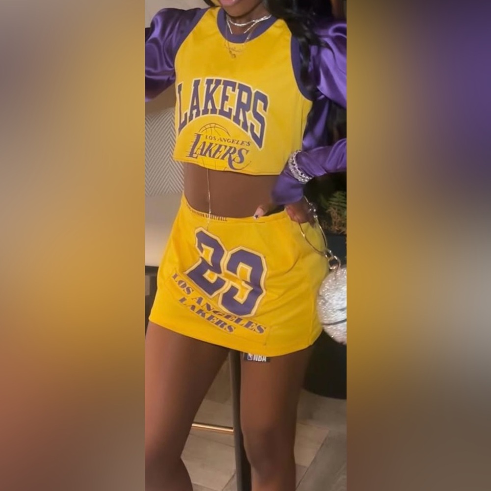 Yellow Los Angeles Lakers Skirt Set